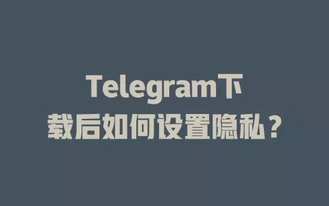 Telegram下载后如何设置隐私? 一