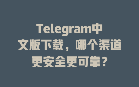 Telegram中文版下载,哪个渠道更安全更可靠? 一