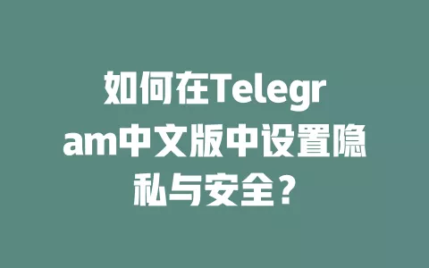 如何在Telegram中文版中设置隐私与安全? 一